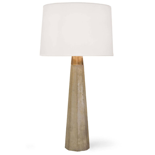 Concrete table lamp with a white linen shade